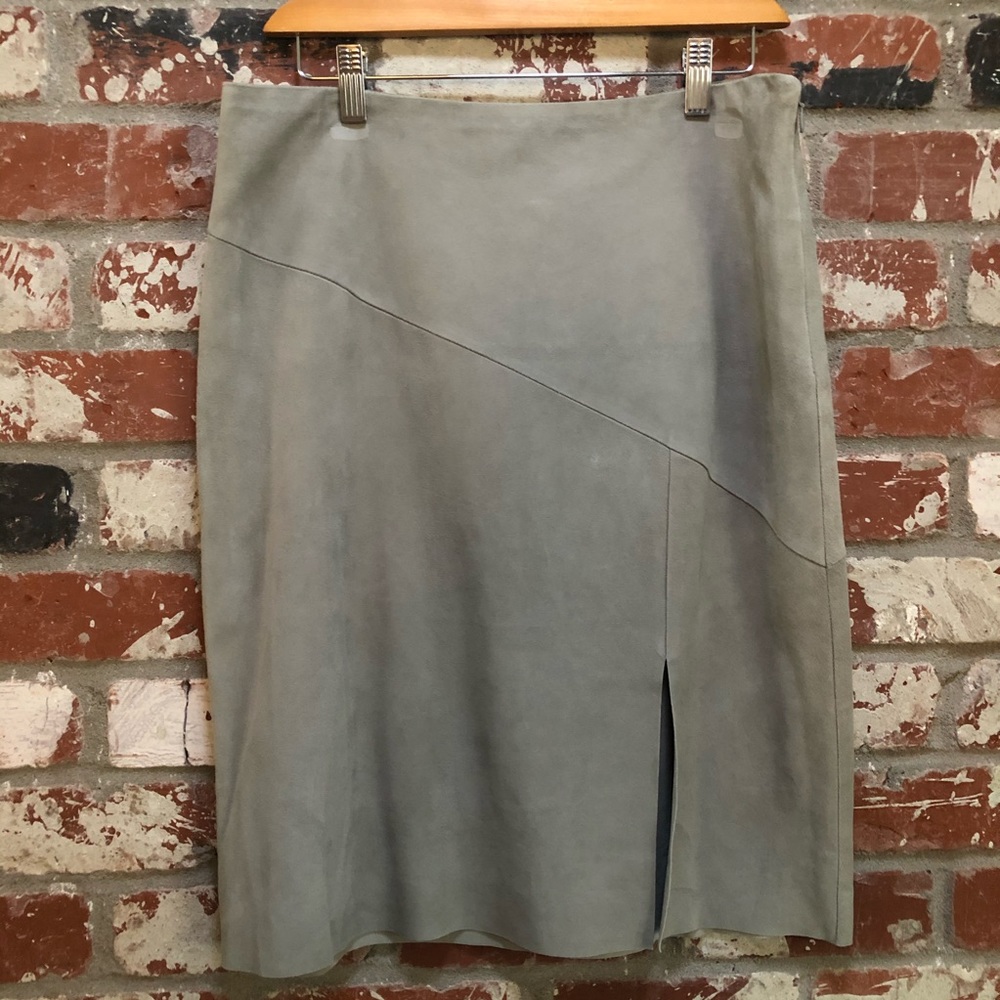 100% Suede Polo Ralph Lauren Grey Pencil Skirt